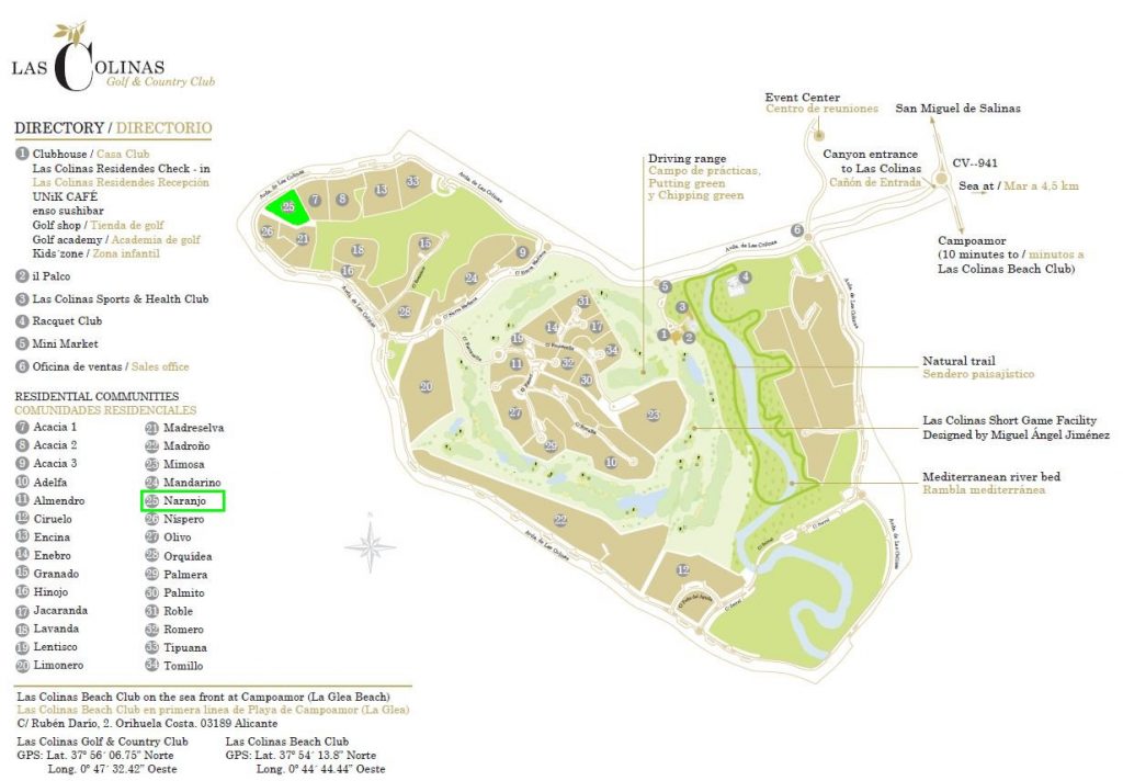 las colinas golf resort masterplan naranjo community